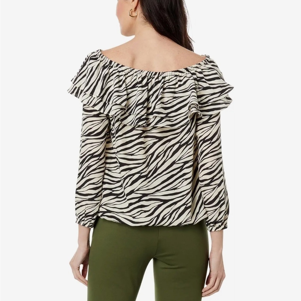 Michael Michael Kors tiger ruffle animal print top size XS new - Picture 2 of 5